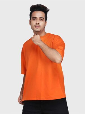 ORANGE Plain Oversied T-shirt for Men 1